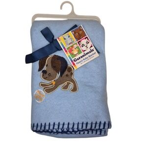 NWT Garanimals Fleece Baby Blanket Blue Lovey Swaddle Puppy Dog Baseball 30 x 40